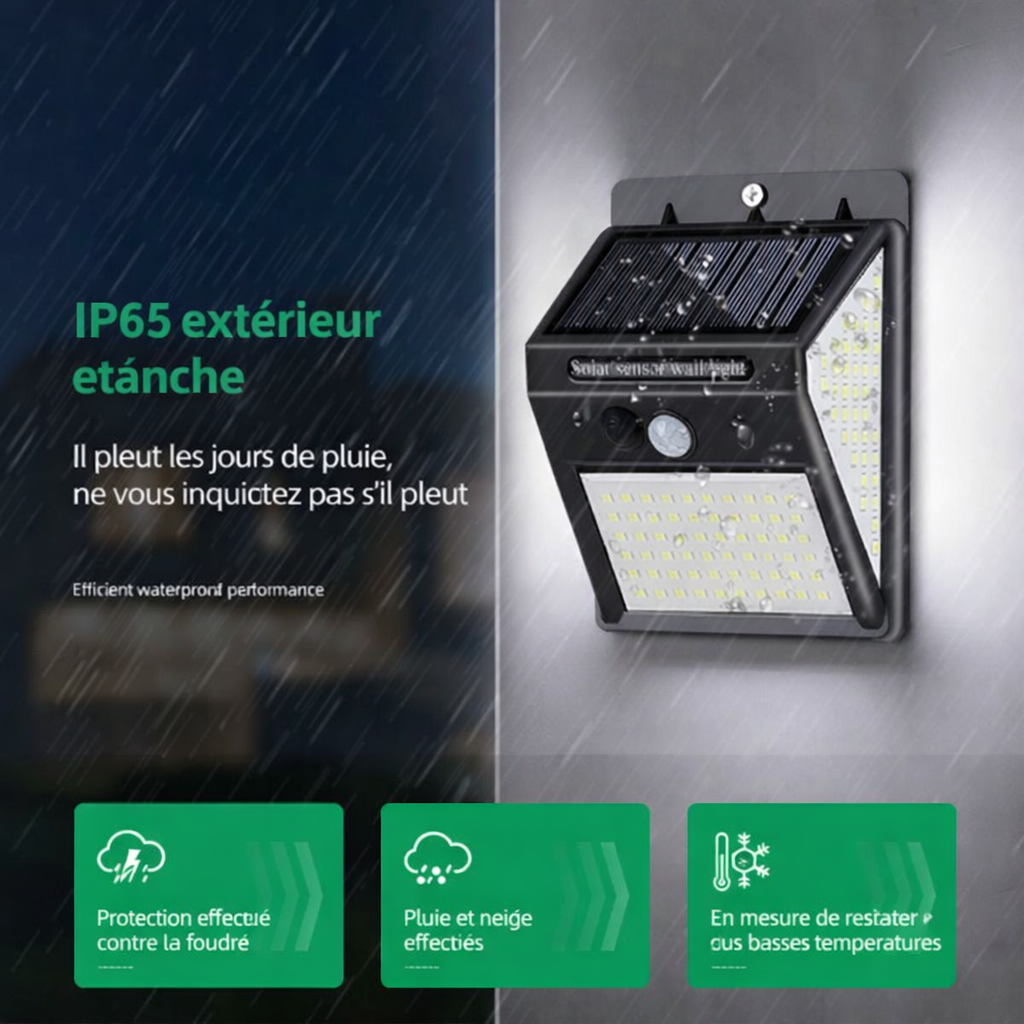 Lampe Solaire Sécurité LED – Détection Automatique Sans Facture