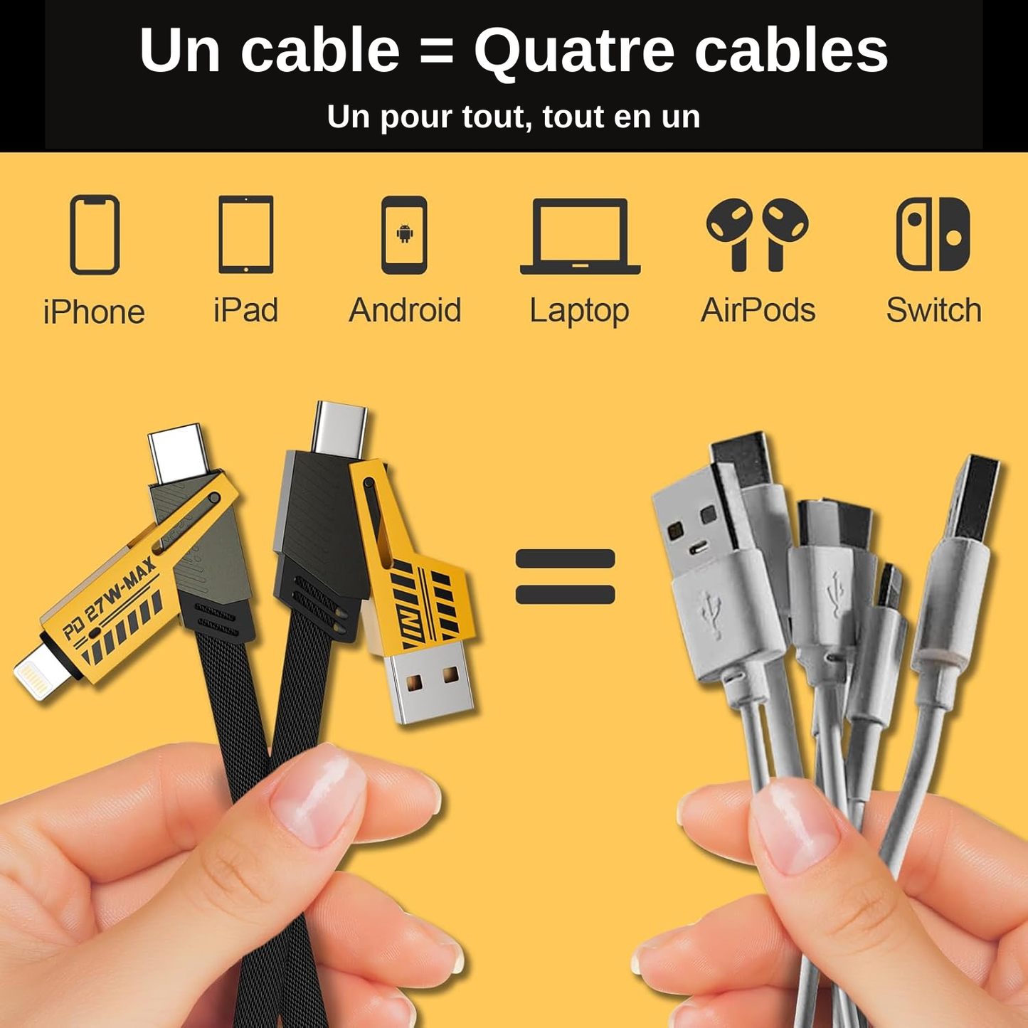 Cable Multifonctions 4 IN 1