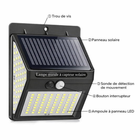 Lampe Solaire Sécurité LED – Détection Automatique Sans Facture