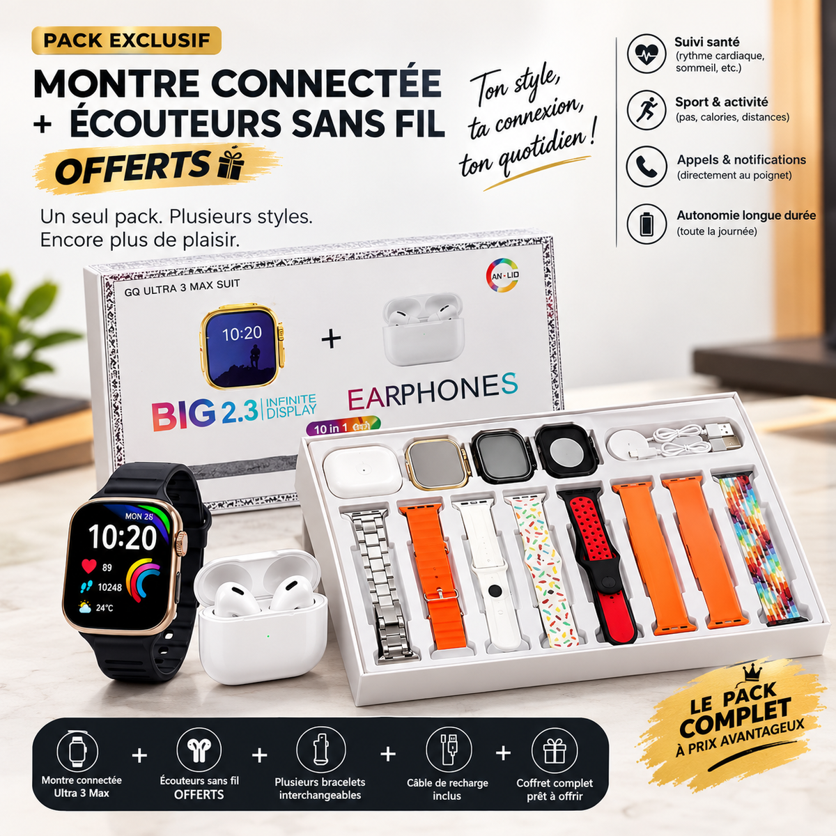 Pack Smartwatch Ultra — Coffret Style & Connectivité
